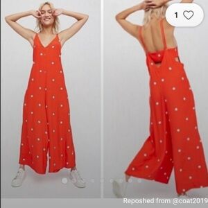 Free People Red and White Polka Dot Maxi Dress